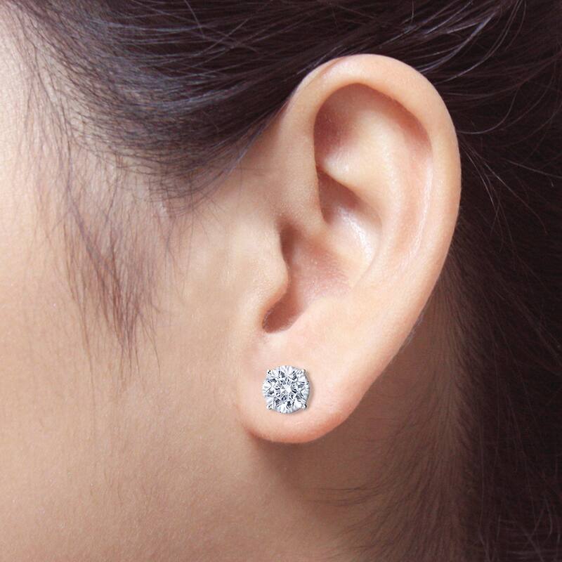 Auriya Platinum GIA Certified 2.70-Carat TDW Round Diamond Stud Earrings