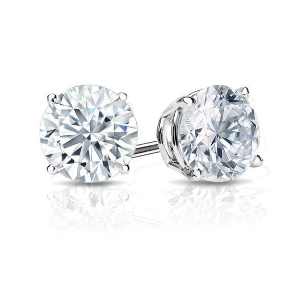 Auriya Platinum GIA Certified 2.70-Carat TDW Round Diamond Stud Earrings