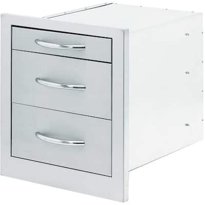 Stainless Steel Wide 3-Drawer Storage Unit for Cal Flame Grills
