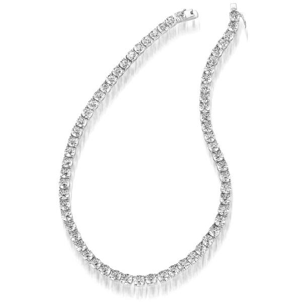 .925 Sterling Silver 5mm CZ Round Cut Rhodium Plated Tennis Necklace Chain .925 Sterling Silver 5mm CZ Round Cut Rhodium Plated Tennis Necklace Chain
