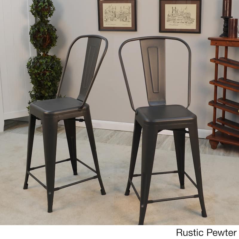 Tabbart Metal Stools (Set of 2) - Pewter - Bar Height