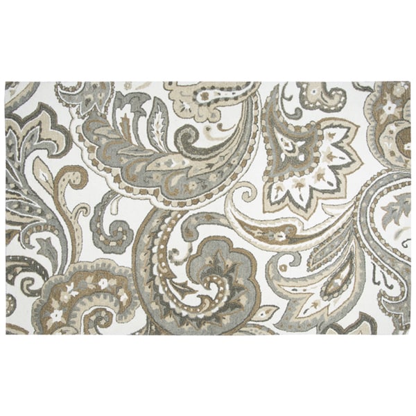 Hand-Tufted Makalu Beige Paisley 100 WOOL Rug (3' x 5') - 3' x 5'