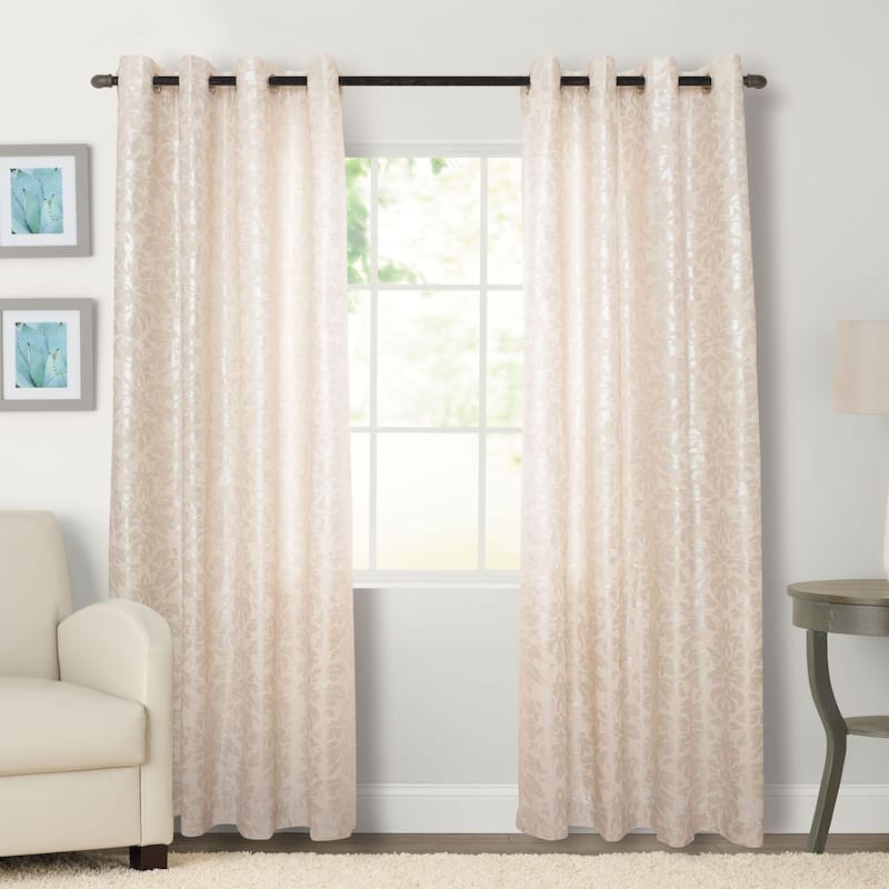 Kailey Grommeted Window Curtain Panel - 50 x 108 - Natural/Silver