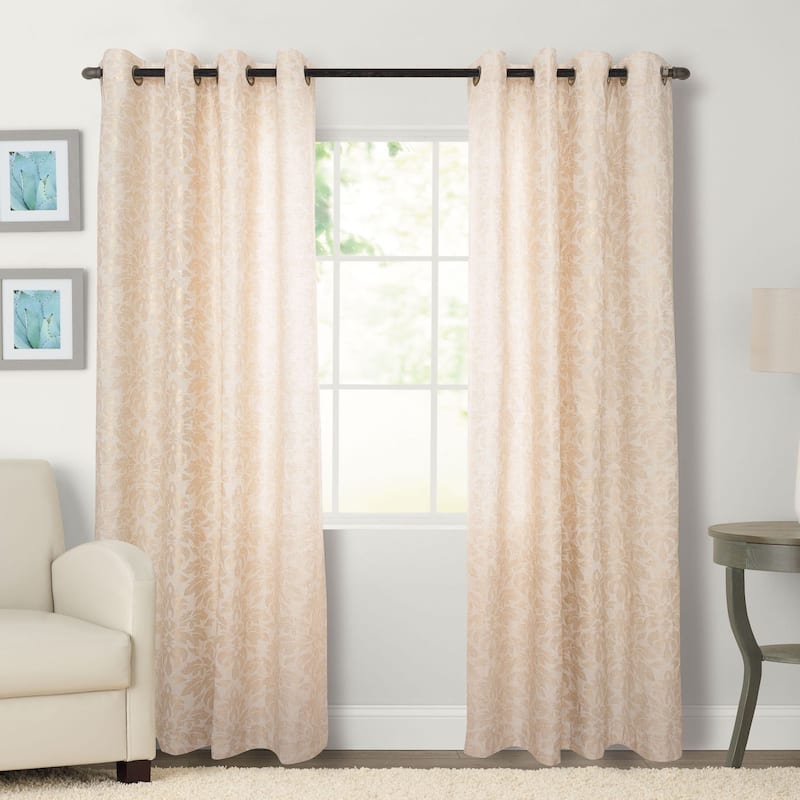 Kailey Grommeted Window Curtain Panel - 48 x 63 - Natural/Gold