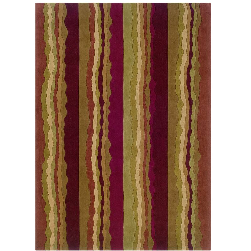 Hand Tufted Trio Stripe Rug Collection - 5' X 7' - Rust