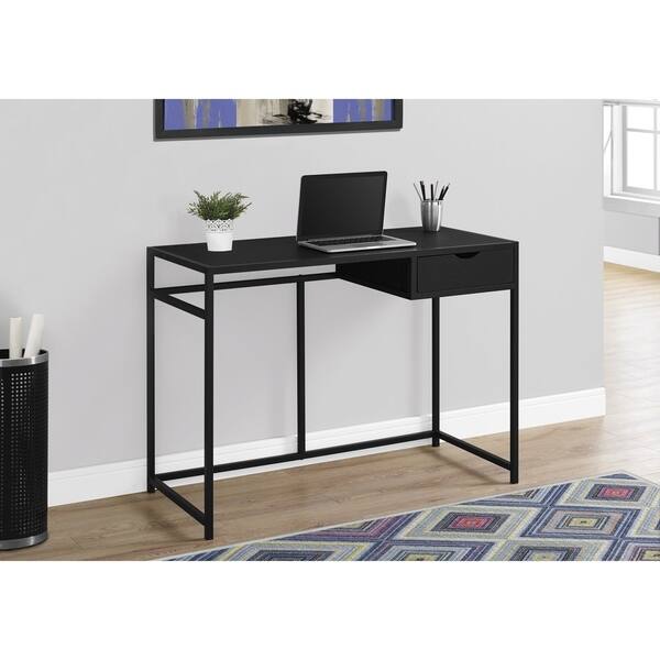 Shop Black And Black Metal 42 Inch Computer Desk Free Shipping