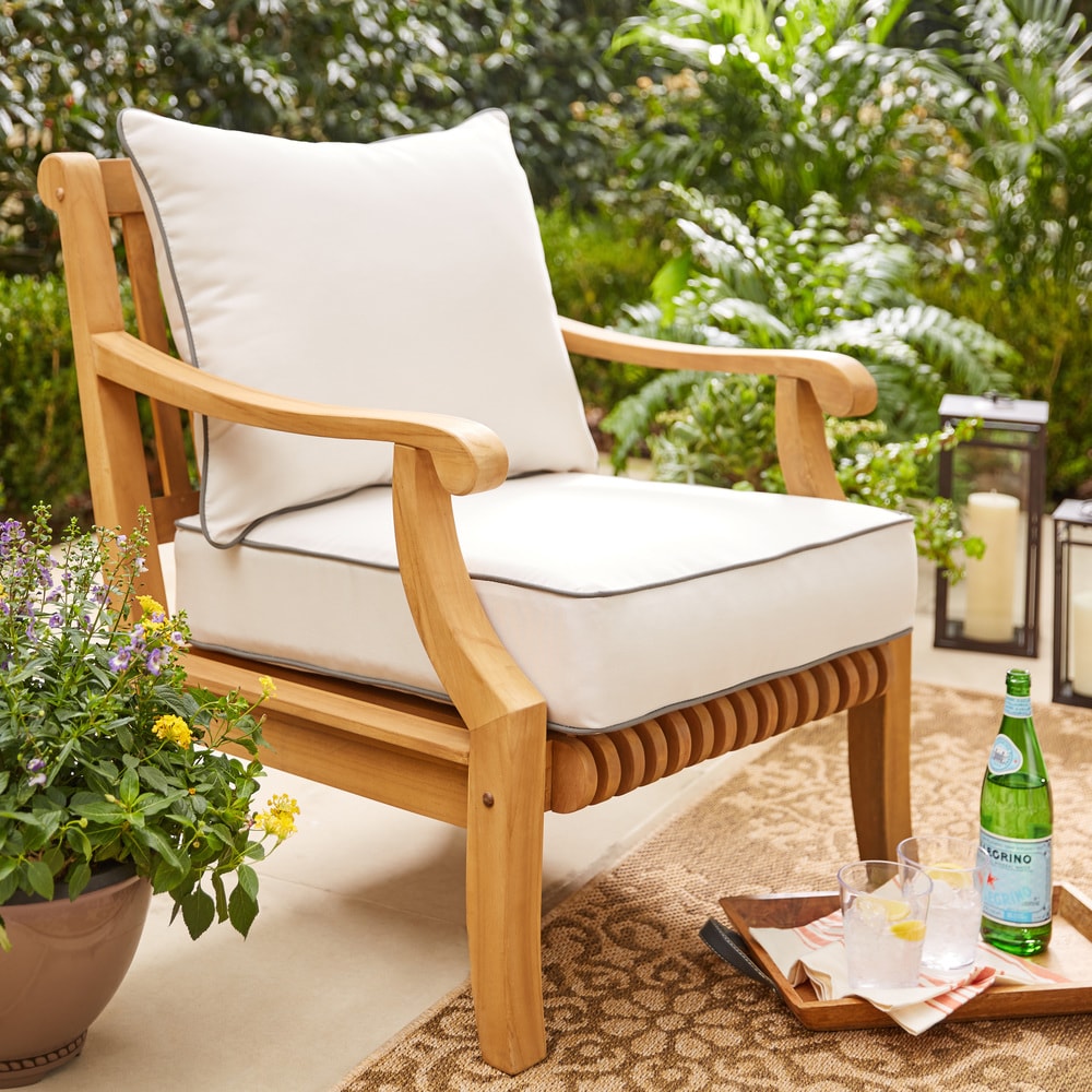 Sorra Home Sunbrella Canvas and Charcoal 2-piece Cushion and Pillow Outdoor Set