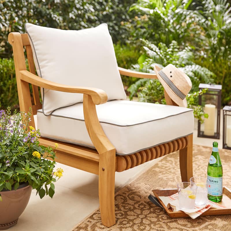 Sorra Home Sunbrella Canvas and Charcoal 2-piece Cushion and Pillow Outdoor Set