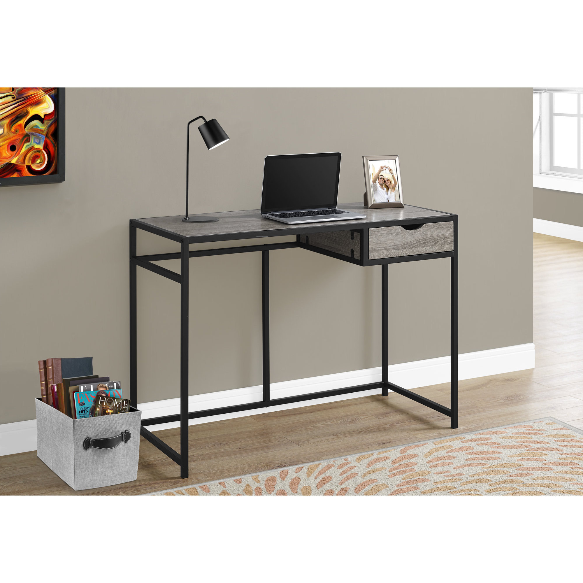 Shop Dark Taupe And Black Metal 42 Inch Computer Desk Free