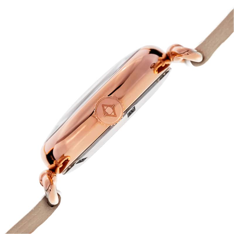 Akribos XXIV Women's Swiss Quartz Stainless Steel Cream Leather Strap Watch
