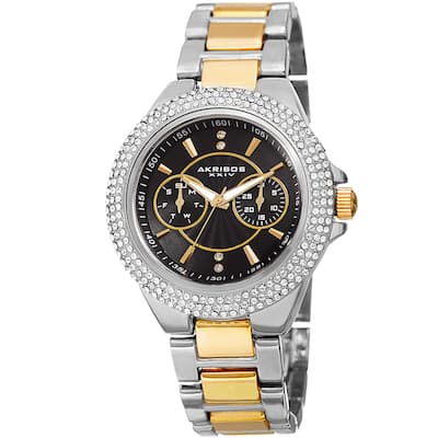 Akribos XXIV Women's Dazzling Swiss Quartz Multifunction Crystal Two-Tone Bracelet Watch