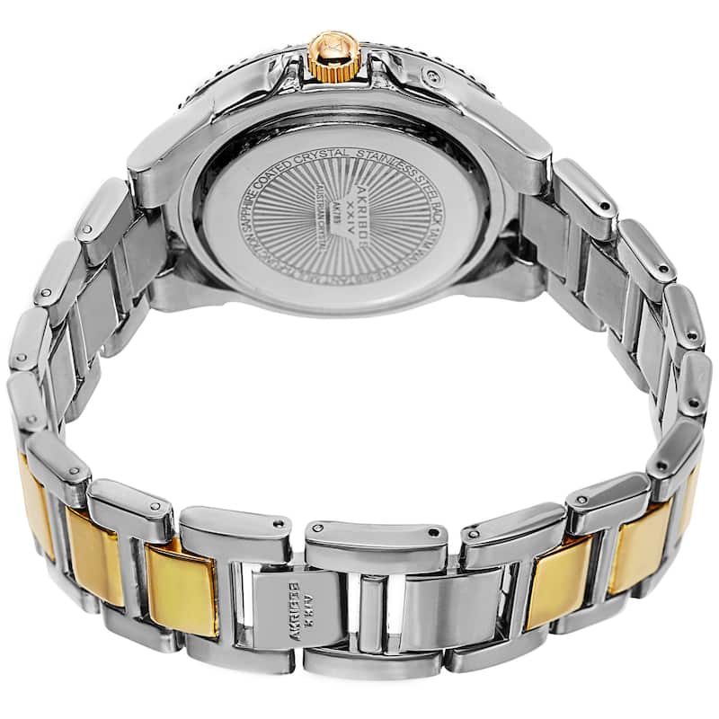 Akribos XXIV Women's Dazzling Swiss Quartz Multifunction Crystal Two-Tone Bracelet Watch