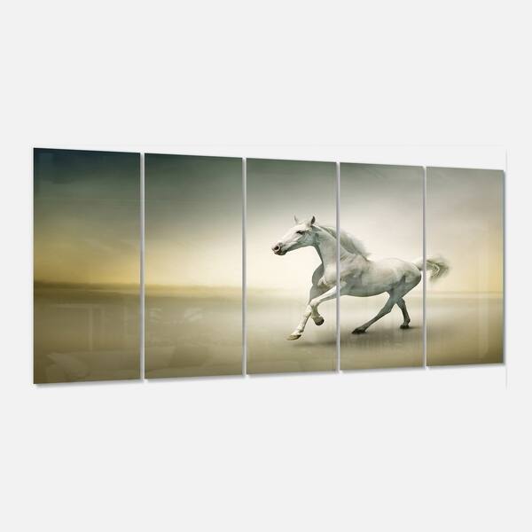 Designart White Horse In Motion Extra Large Animal Metal Wall Art On Sale Overstock 13965829