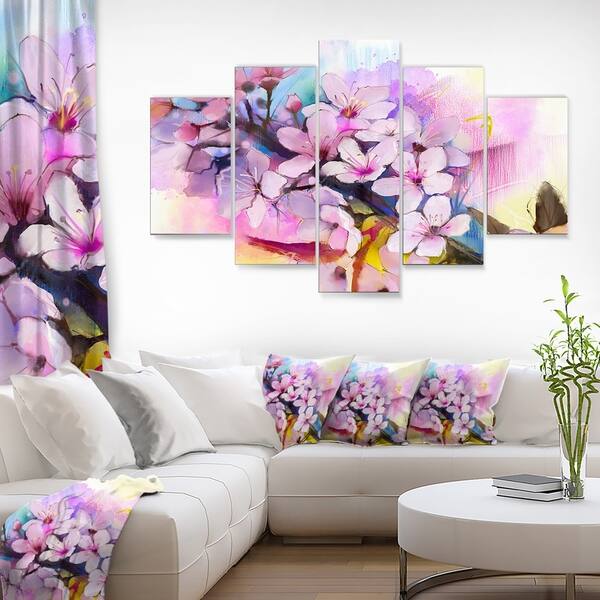 Shop Designart Japanese Cherry Blossoms Watercolor Flower Glossy
