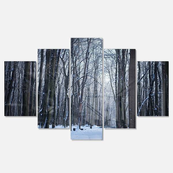 Designart 'Thick Woods in Winter Forest' Modern Forest Glossy Metal ...