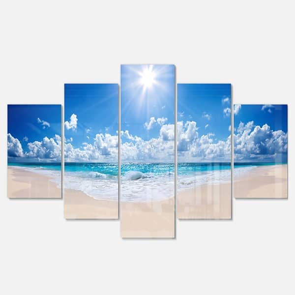 Designart Beautiful Tropical Beach Panorama Modern Seashore Glossy Metal Wall Art On Sale Overstock 13966405