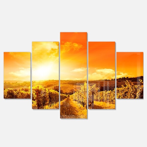 Designart 'Scenic Sunset Road in Italy' Landscape Metal Wall Art On