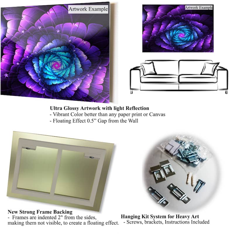 Designart 'New York Midtown Night Panorama' Extra Large Cityscape Glossy Metal Wall Art