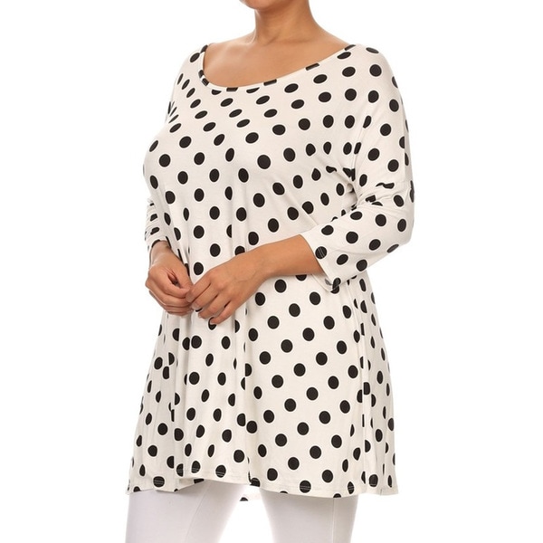 Women's Polka Dot Back Cutout Plus-size Tunic - Free Shipping On Orders ...