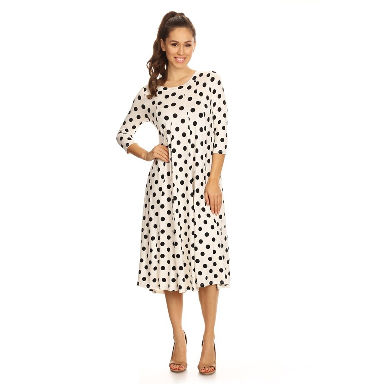 mid length polka dot dress