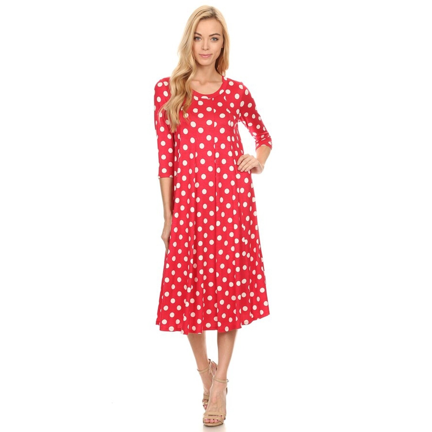 mid length polka dot dress