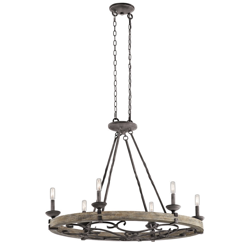 Kichler Lighting Taulbee Collection 6-light Weathered Zinc Oval Chandelier - Chandeliers For Bedrooms by Overstock.com