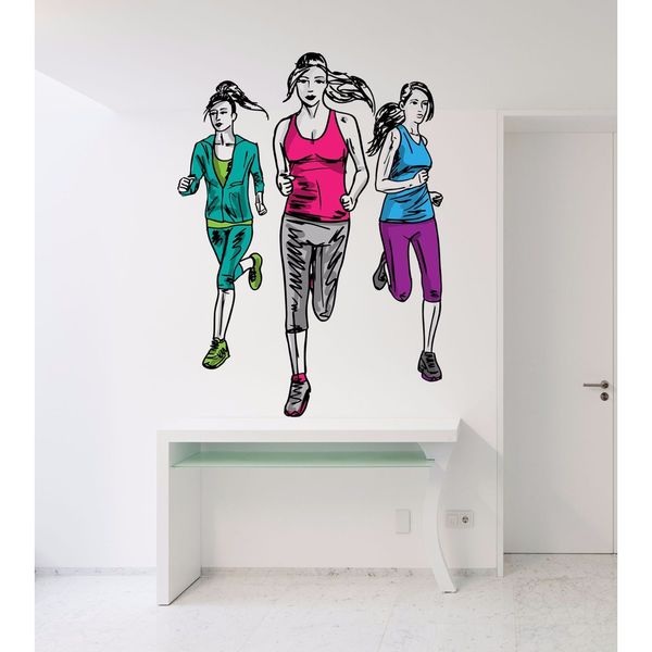 shop full color decal running girl sticker, running girl save wall