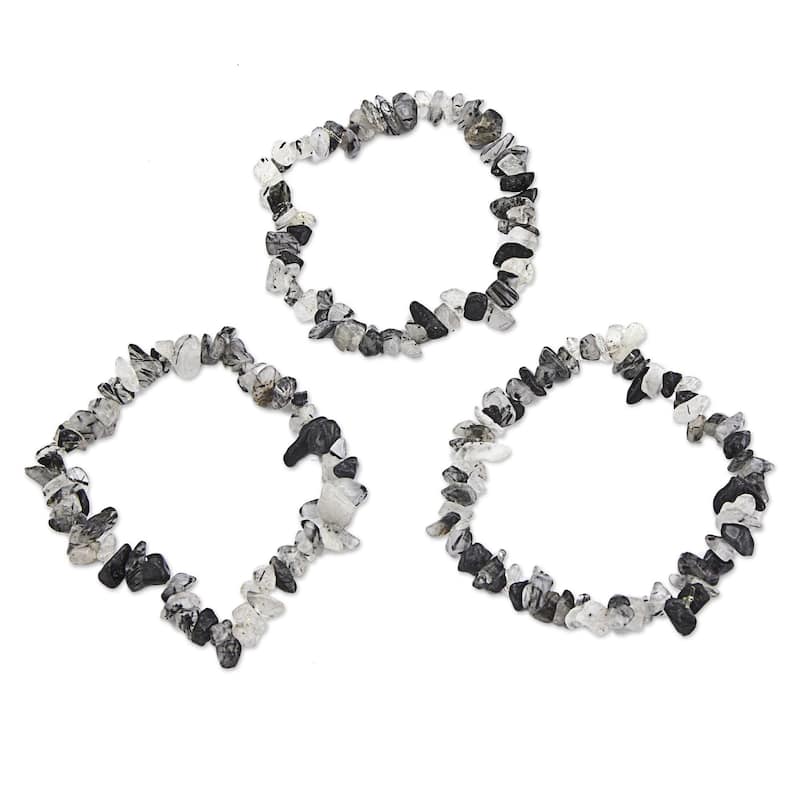 Set of 3 Quartz Tourmaline 'Monochromatic' Bracelets