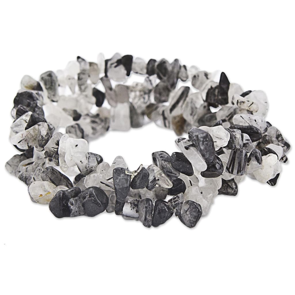 Set of 3 Quartz Tourmaline 'Monochromatic' Bracelets