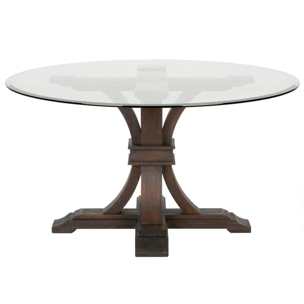 Darby 54-inch Round Glass Dining Table, Rustic Java - Brown
