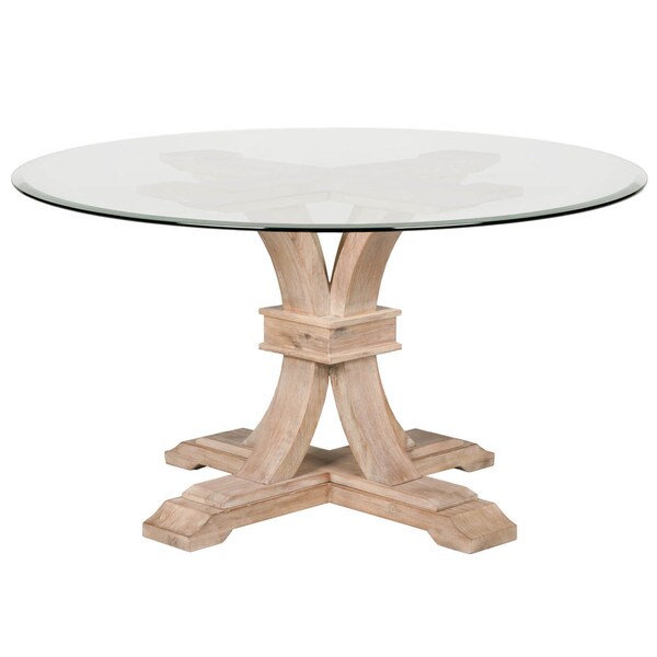 Shop Darby 54 Inch Round Glass Dining Table Stone Wash Free Shipping Today