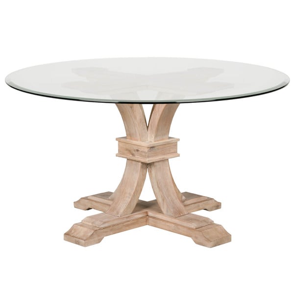 Shop Darby 54inch Round Glass Dining Table, Stone Wash Free Shipping