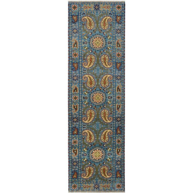 HERAT ORIENTAL Handmade Kazak Paisley Design Wool Runner - 2'8 x 10'