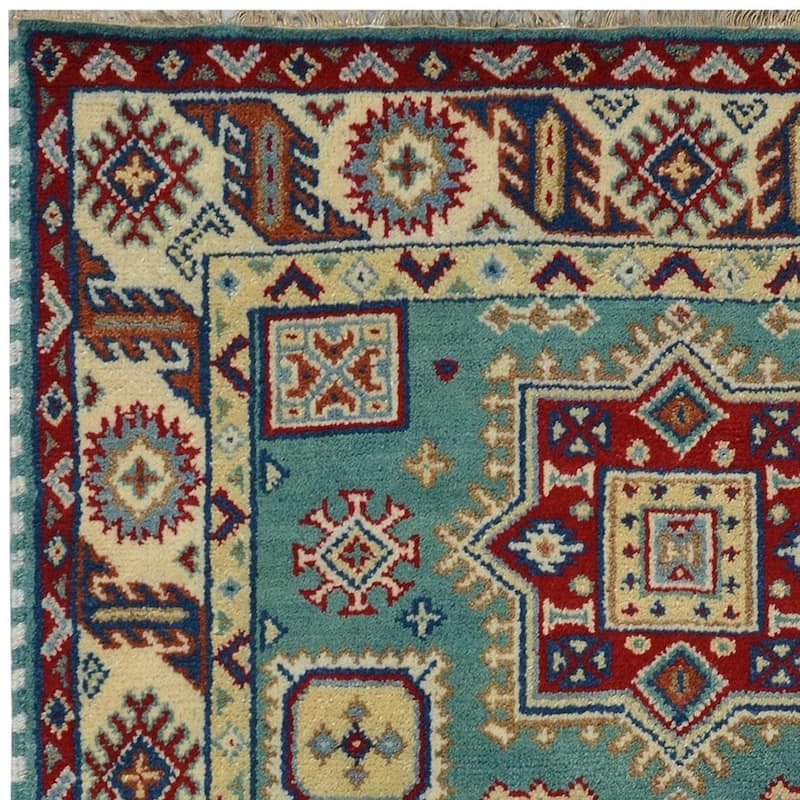 Handmade Kazak Wool Rug (India) - 4' x 6'