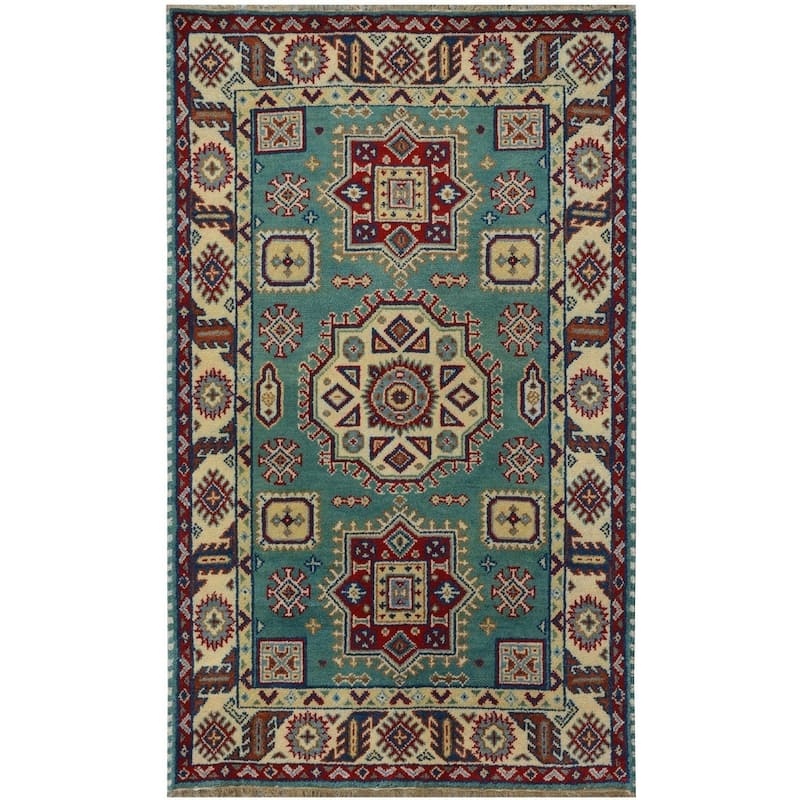 Handmade Kazak Wool Rug (India) - 4' x 6'
