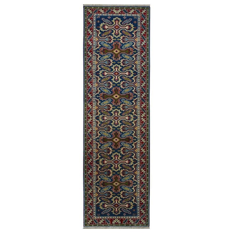 Handmade Kazak Wool Runner (India) - 2'8 x 10'