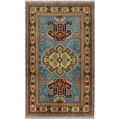 Handmade Kazak Wool Rug (India) - 4' x 6'