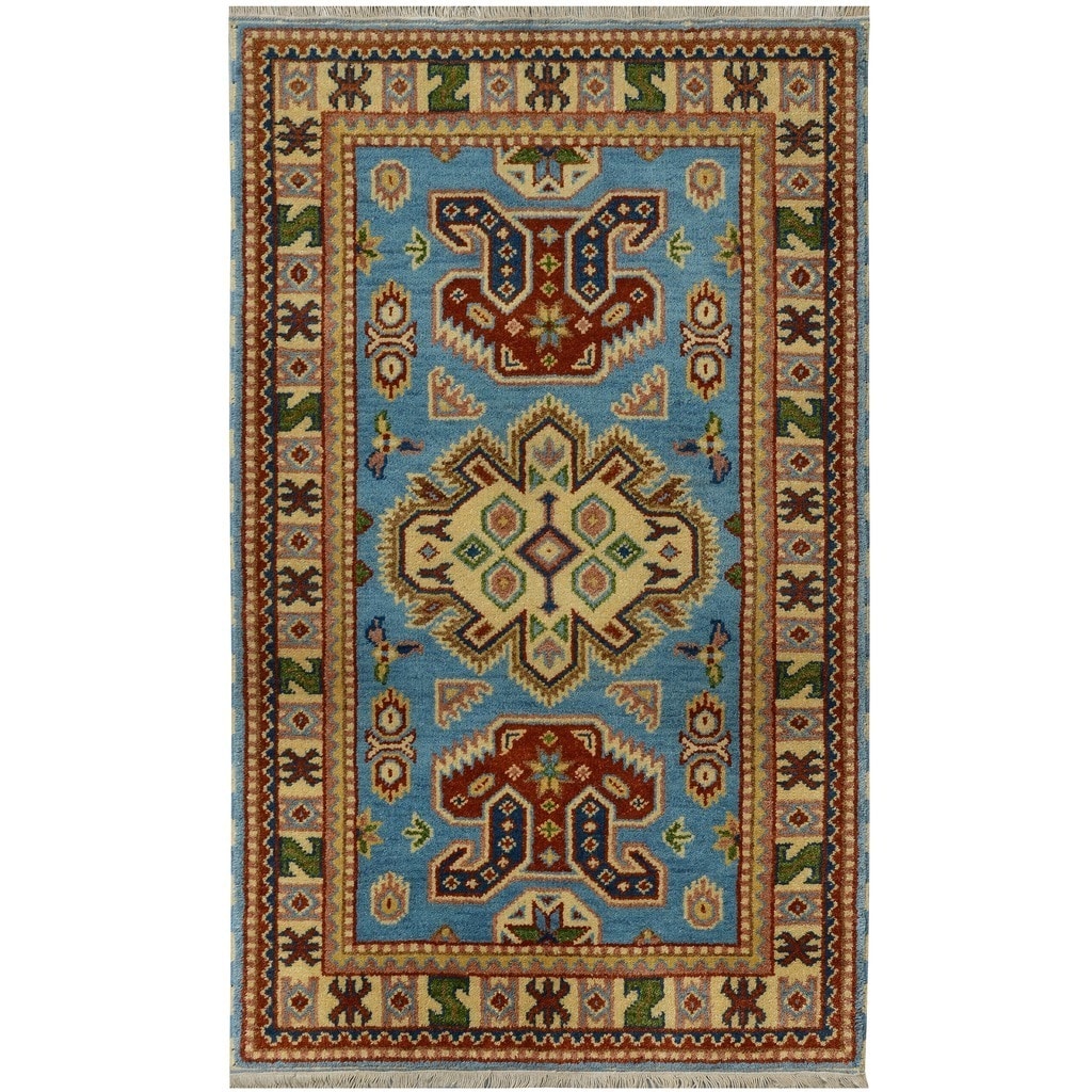 Handmade Kazak Wool Rug (India) - 4' x 6'