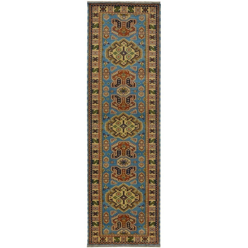Handmade Kazak Wool Runner (India) - 2'8 x 10'