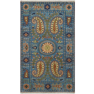 HERAT ORIENTAL Handmade Kazak Paisley Design Wool Rug - 4' x 6'
