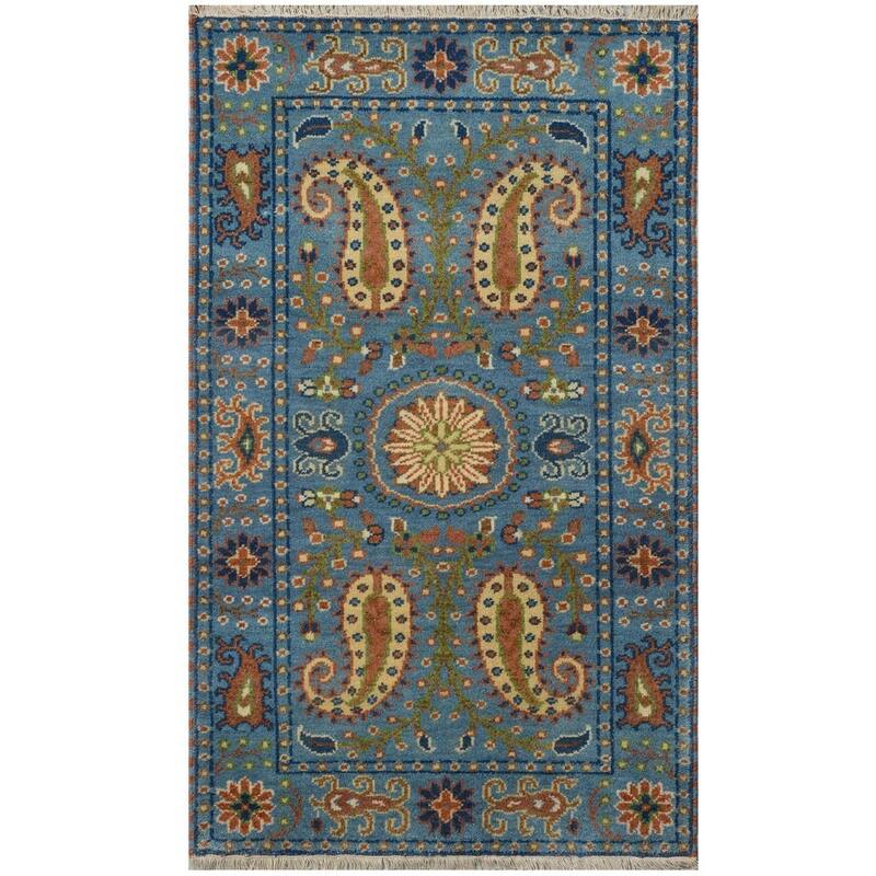 HERAT ORIENTAL Handmade Kazak Paisley Design Wool Rug - 4' x 6'