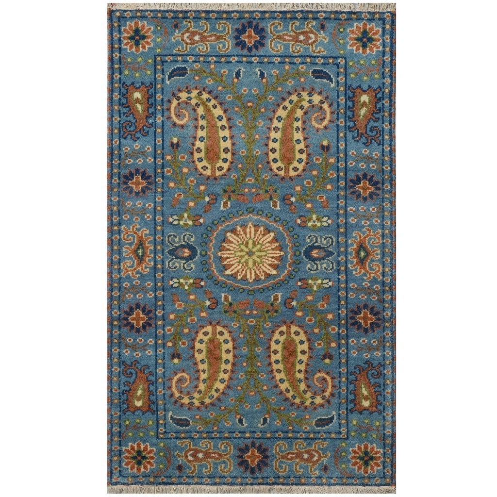 HERAT ORIENTAL Handmade Kazak Paisley Design Wool Rug - 4' x 6'