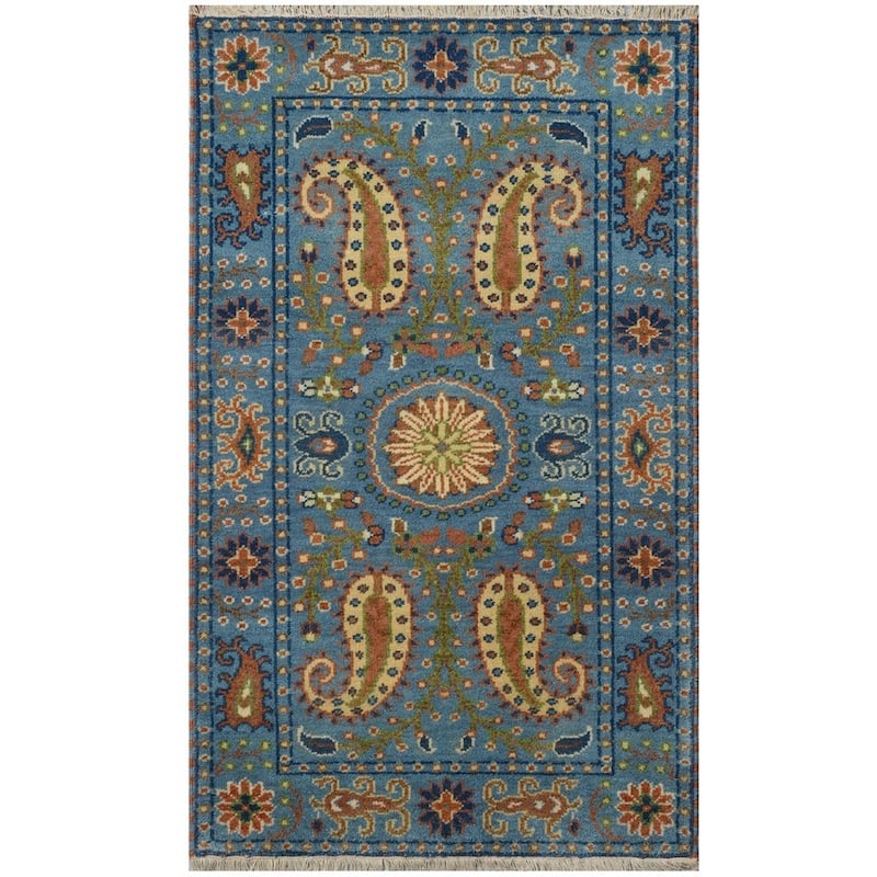 HERAT ORIENTAL Handmade Kazak Paisley Design Wool Rug - 3' x 5'