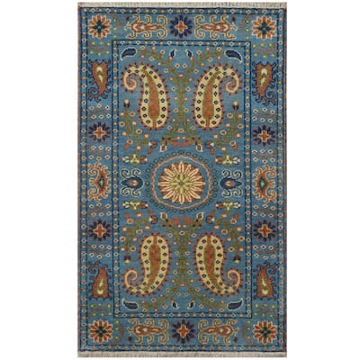 HERAT ORIENTAL Handmade Kazak Paisley Design Wool Rug - 3' x 5'
