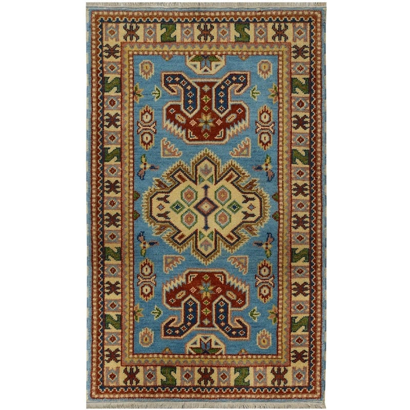 Handmade Kazak Wool Rug (India) - 3' x 5'