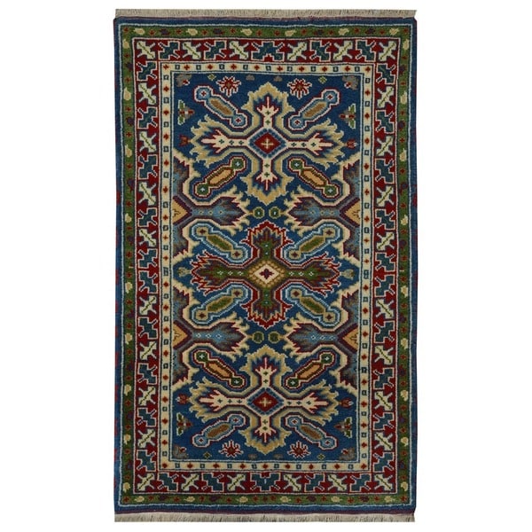 Handmade Kazak Wool Rug (India) - 3' x 5'. Opens flyout.