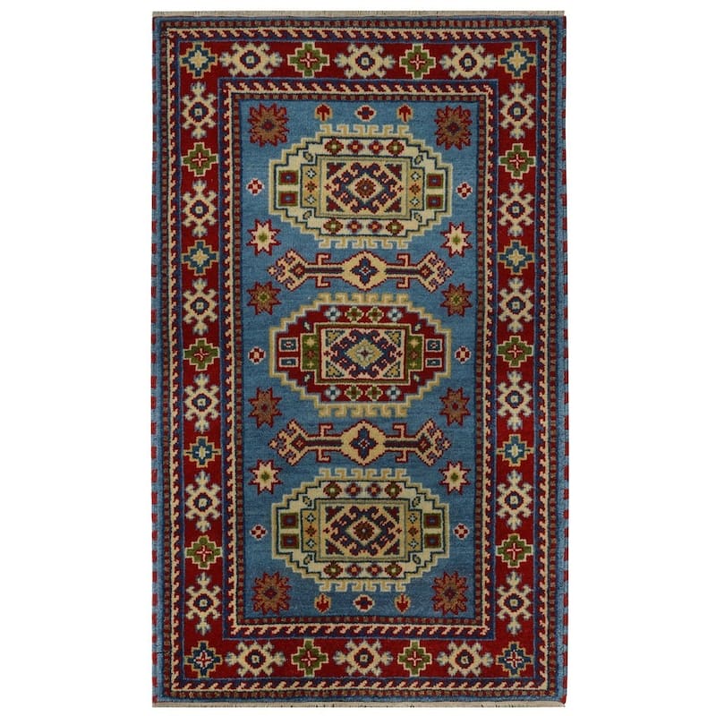 Handmade Kazak Wool Rug (India) - 3' x 5'