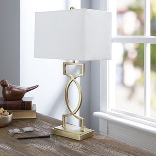 The Estelle Gold-tone Table Lamp with Rectangular Shade - Gold