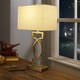 preview thumbnail 2 of 1, The Estelle Gold-tone Table Lamp with Rectangular Shade - Gold