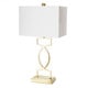 preview thumbnail 3 of 1, The Estelle Gold-tone Table Lamp with Rectangular Shade - Gold